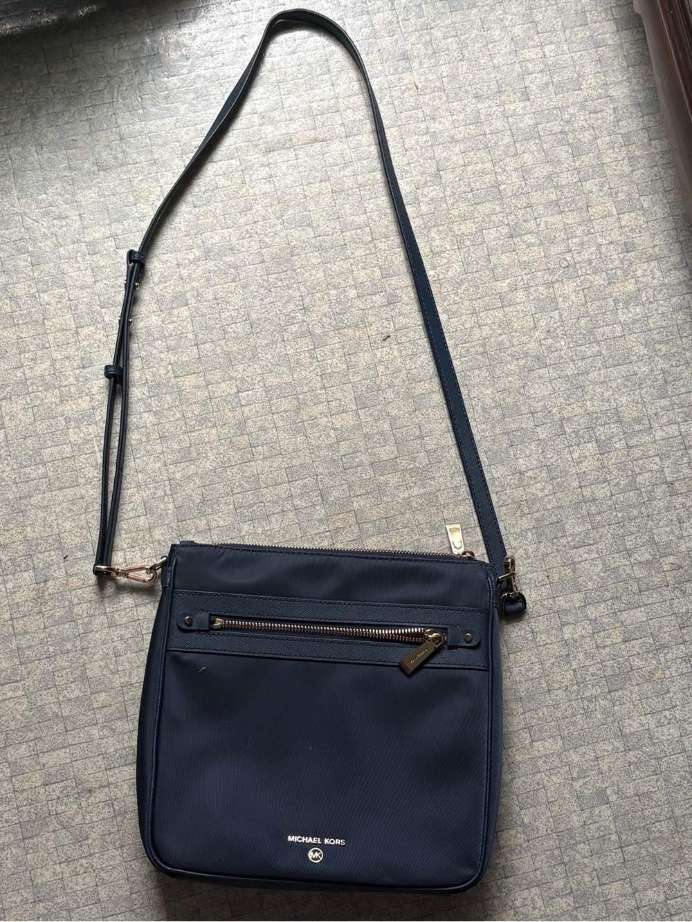 Michael Kors Navy Crossbody with Gold Hardware